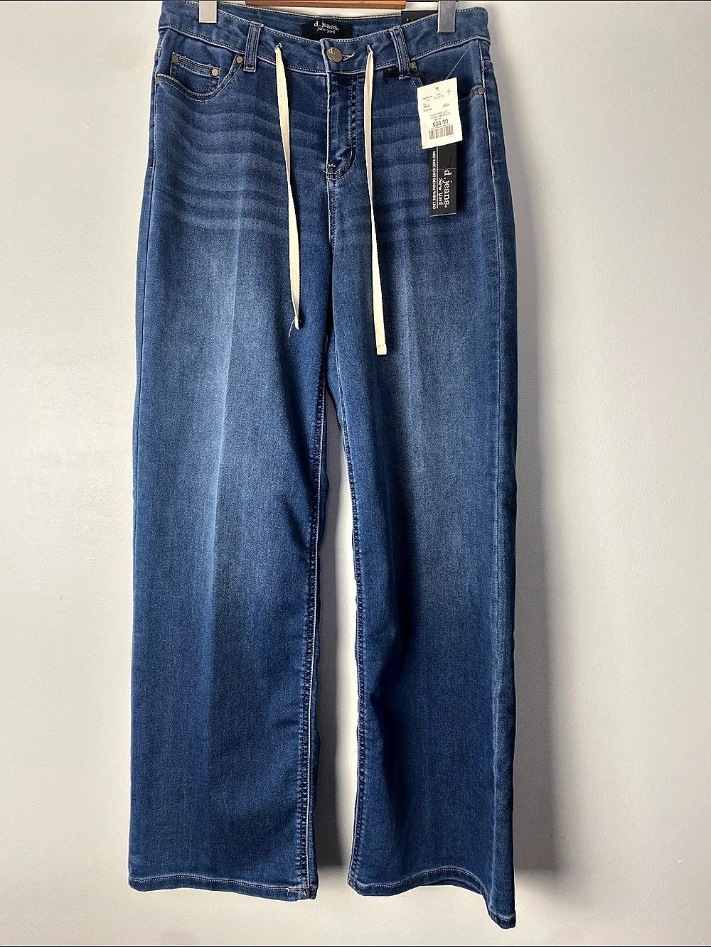 d. jeans New York Mid Rise Knit Denim Wide Leg Wide Leg Jeans Blue Size 6 NWT